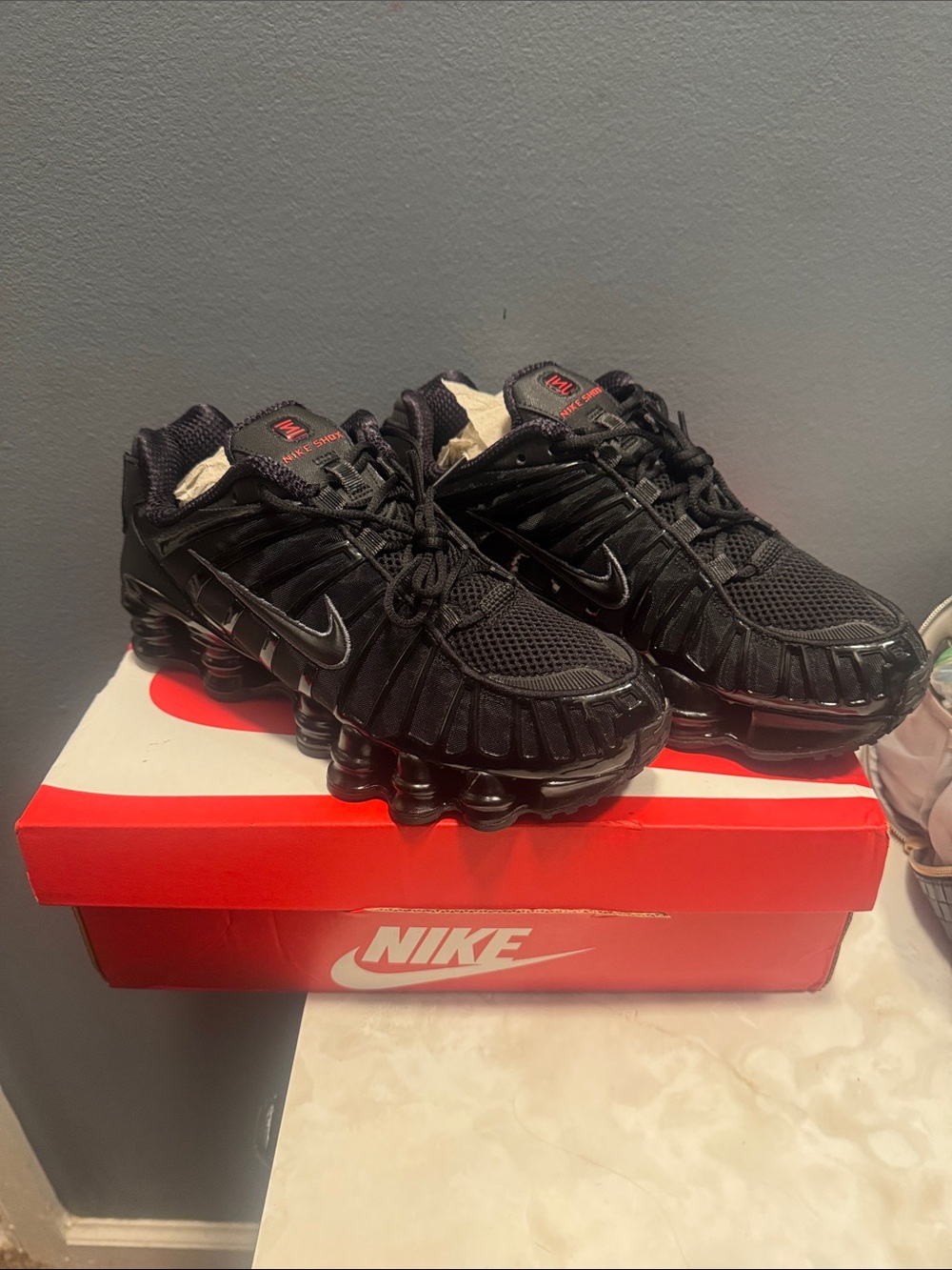Nike Black Women’s Shox Running Sneakers with Silver Swoosh